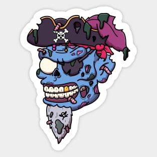 Zombie Pirate Captain Face Sticker